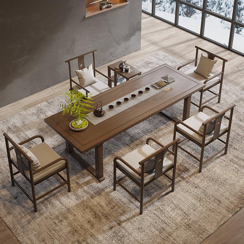 新中式茶台全套家用客厅实木茶桌椅组合办公室禅意茶几功夫泡茶桌