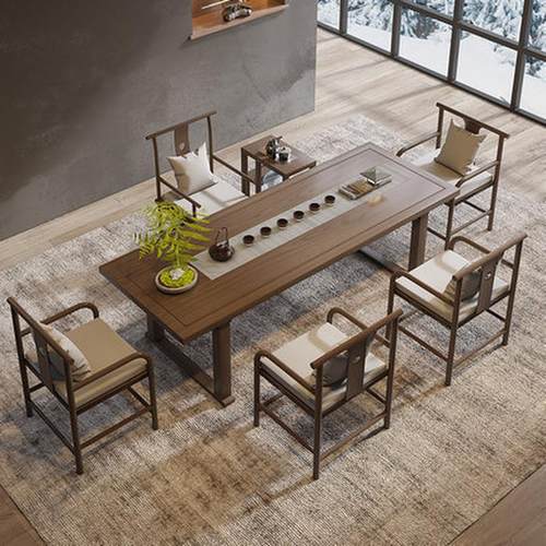 新中式办公室全套实木家用客厅茶桌椅组合茶台禅意茶几功夫泡茶桌