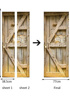 funlife装饰危险木门门贴纸欧式创意警示语3d立体墙贴门贴dm020
