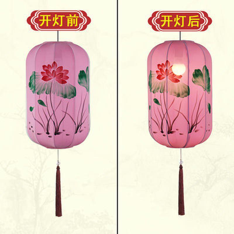 中式布艺手绘冬瓜灯笼灯笼茶室餐厅火锅店过道走廊玄关仿古茶楼