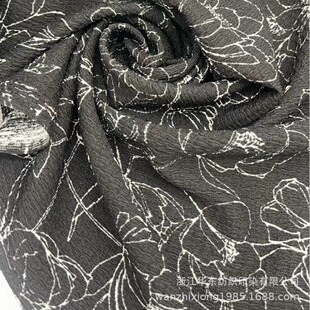 厂家新品涤复古绉布大花花型时尚氨新中式服装面料