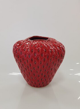 简约现代卡通色陶瓷草莓花瓶北欧ins风插花花器桌面摆件工艺品