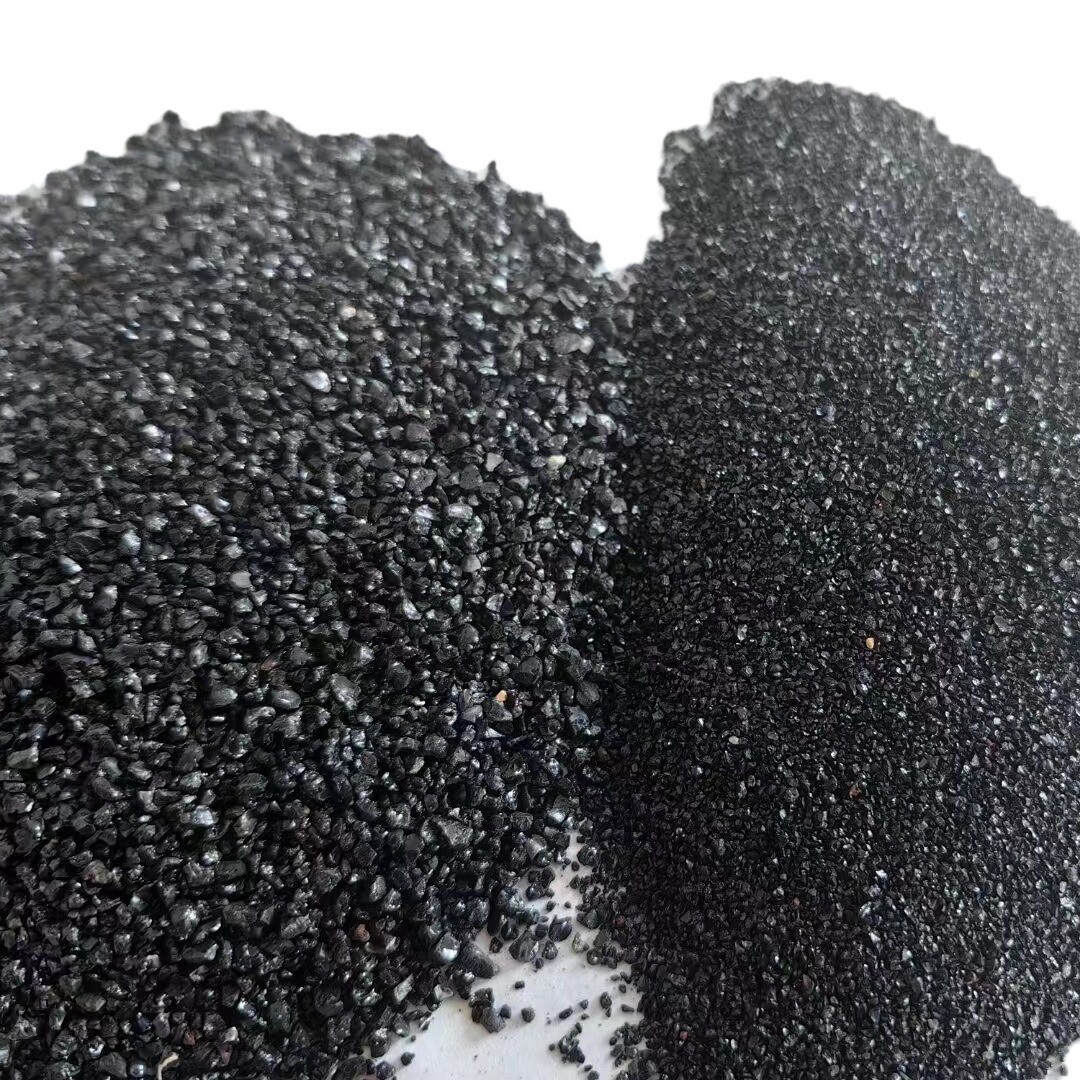 黑金沙彩砂地坪骨料亮黑飞机场地面料用材黑晶沙大颗粒黑色石英砂