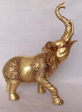 约铜大象摆件一对吸水象铜象工艺品店铺开业礼品大号长批发39厘米
