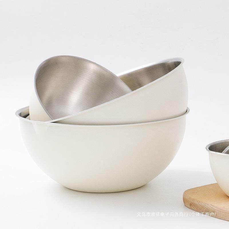韩式刻度不锈钢白色沙拉碗搅拌碗厨房烘培盆打蛋盆料理沙拉盆之新,家装主材,台上艺术碗盆,淘宝优惠券,粉丝福利购,淘宝优惠卷