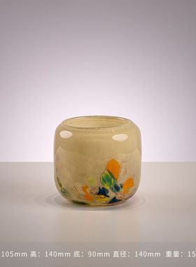 原色人工吹制中古芬顿创意玻璃花瓶样板房客厅家居摆件琉璃工艺品