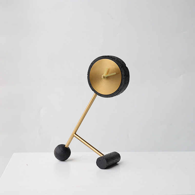 现代轻奢艺术家居软装台钟简约客厅电视柜书房房间金属装饰钟