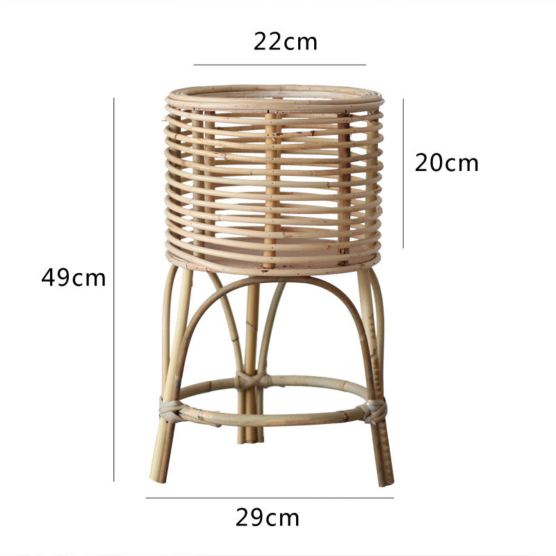 高脚藤编植物花架落地北欧置物架民宿客厅电视柜阳台花园花盆架