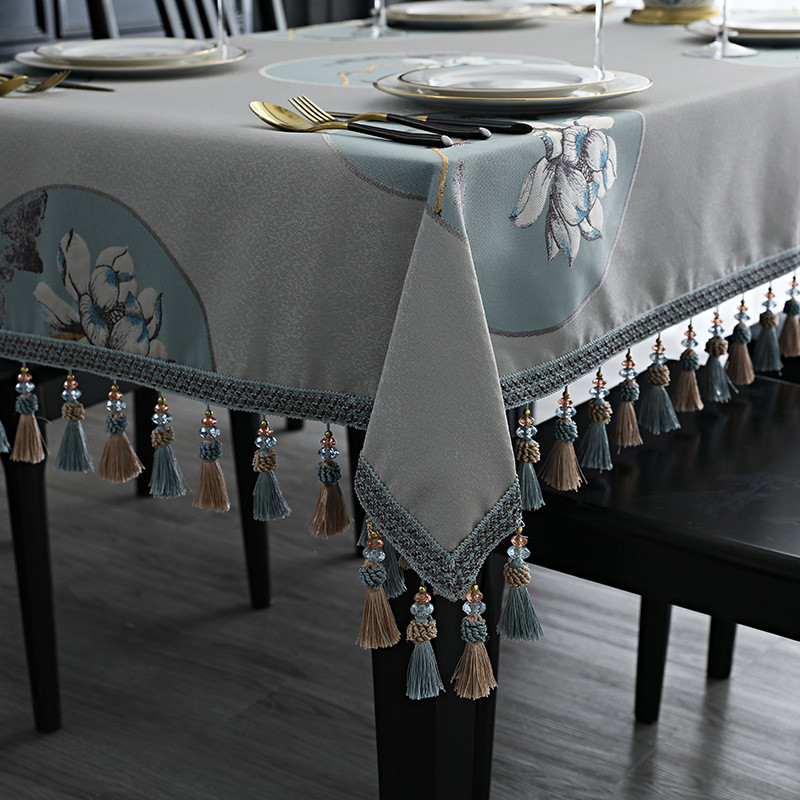 热销厂家直供古典欧式桌布古风灰长方形桌布酒店台布家居茶几布