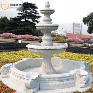 欧式 石雕新款 黄锈石花盆喷泉大理石跌雕塑花钵流水盆汉白玉盆家用