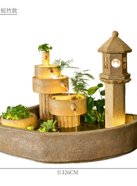 日式轻奢水景流水喷泉摆件客厅装饰品招财庭院阳台鱼缸造景加湿器