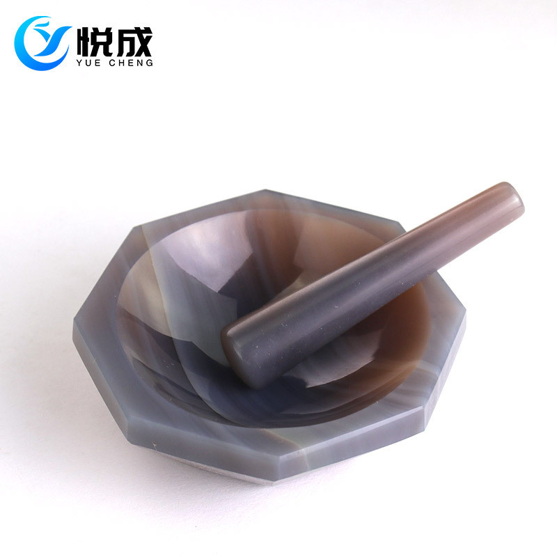 悦成玛瑙研钵 实验室研磨器乳钵棒杵 抗磨耐酸含天然玛瑙石研钵