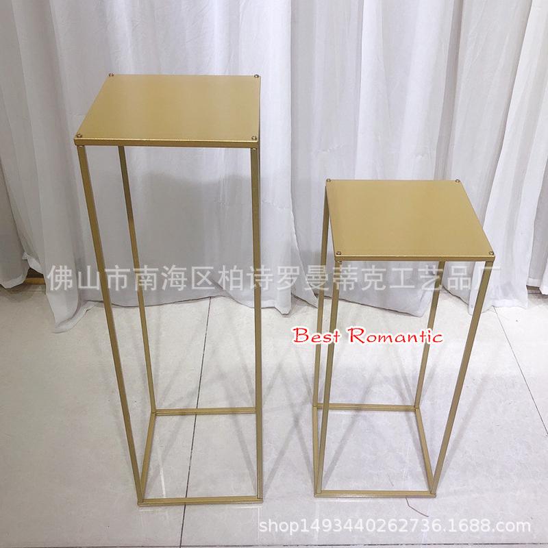 方框路引烤漆婚庆道具金色铁艺几何花架装饰t台背景摆放节庆用品