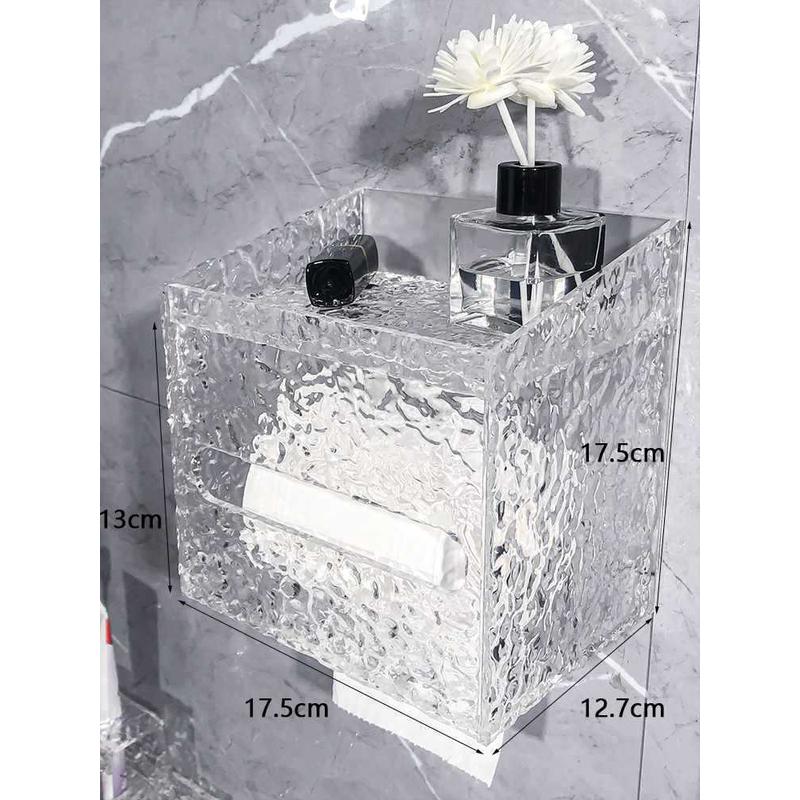 免打孔卫生间亚克力挂壁洗脸巾家用卷纸抽纸纸巾盒置物架浴室收纳