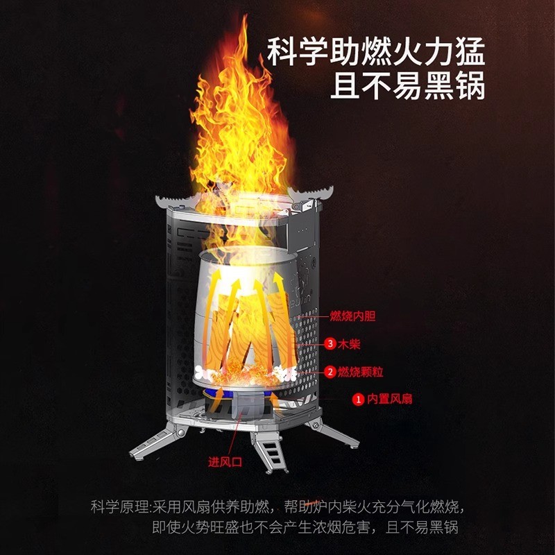 热销步柴火灶bl100-q15不锈钢林户外烧木材炉具家用炉子野露移动