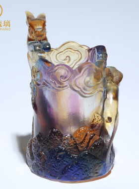 企业玉兔笔筒摆件办公室工艺品公司琉璃商务活动礼品创意客厅装饰