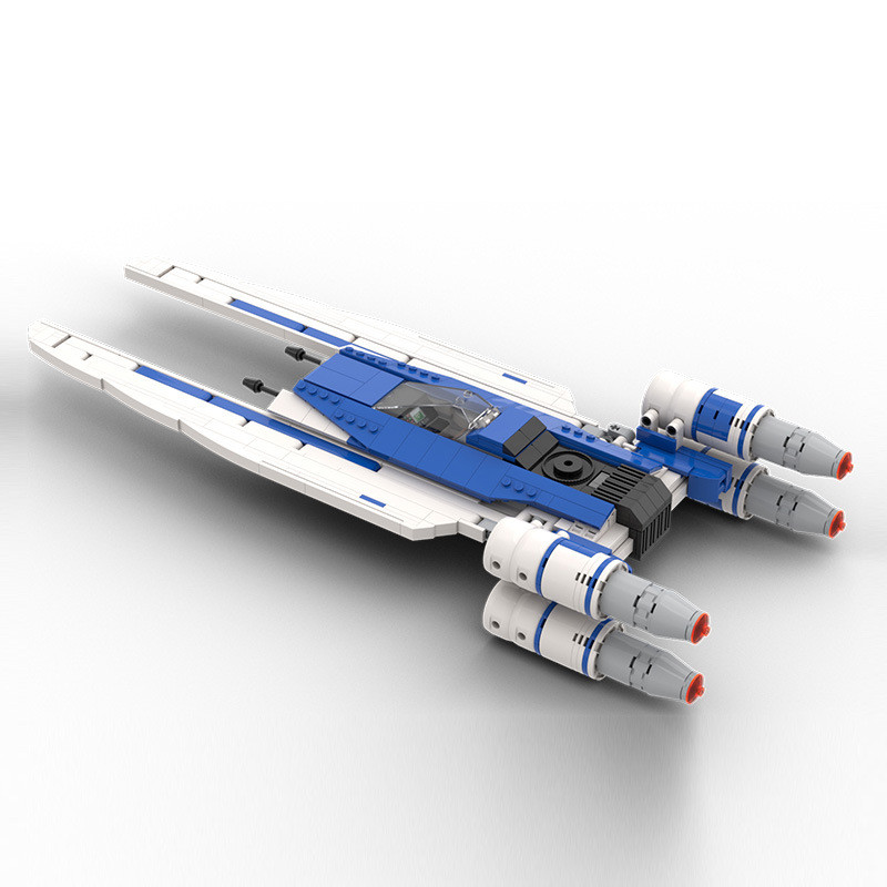 热销moc创意小颗粒兼容积木星战战斗机uwing飞机moc-88721儿童拼