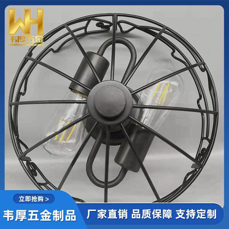 风扇吊灯餐厅隐形风扇灯铁艺灯罩卧室家用一体吊扇灯客厅灯配件