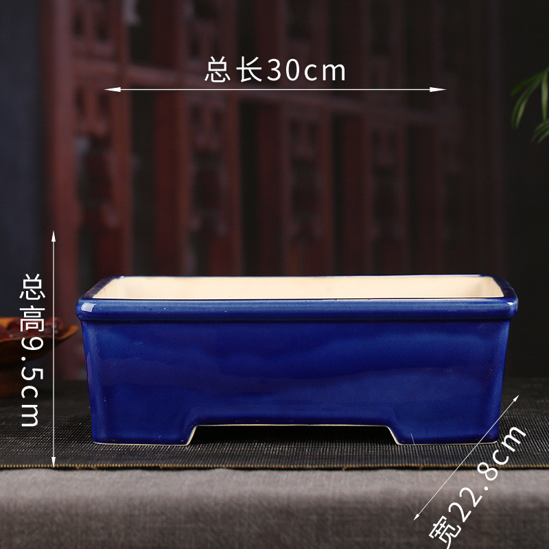 多肉釉水紫砂花盆批发创意仿古长方形冰裂纹桌面文竹宜兴盆景yd17