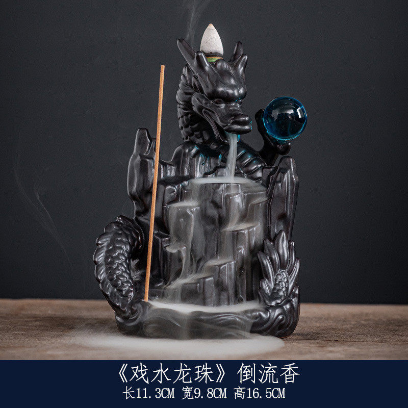新款熏香紫砂倒流香薰炉欧美创意家居饰品翼龙工艺品摆件