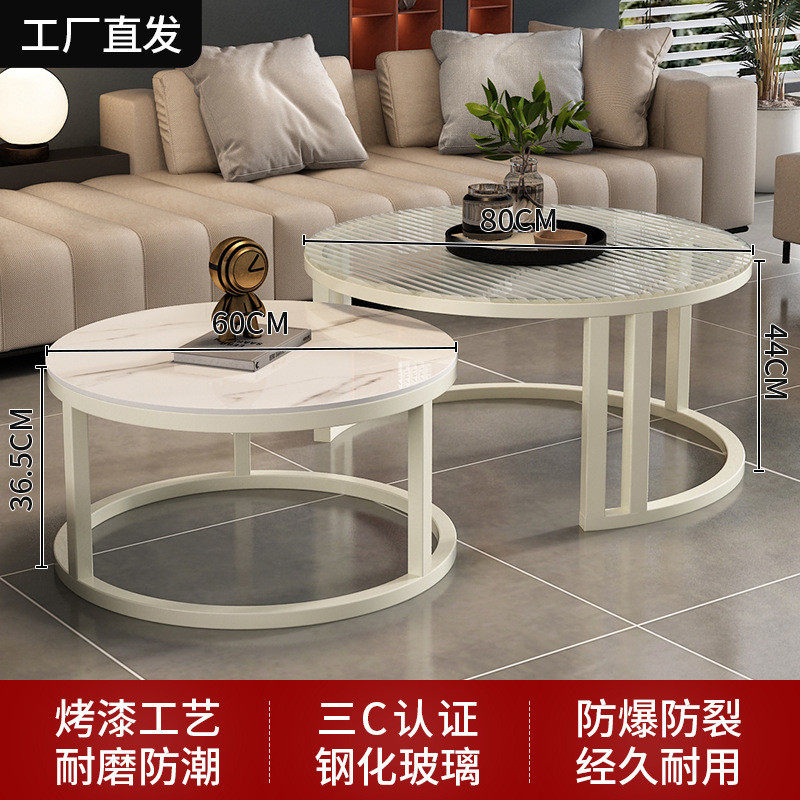 威圆形12024新款曦折叠茶几客家用现代简约小户型极简轻奢出租