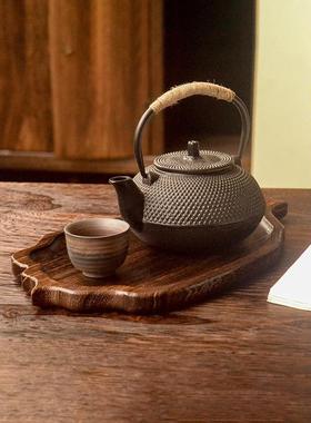 木质托盘实木点心蕉叶日式创意树叶干泡台泡茶家用茶盘果盘木盘子