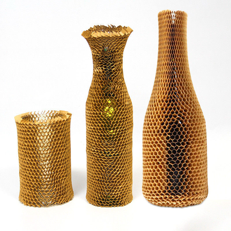 3d蜂窝蜂窝红酒纸套纸保护套缓冲蜂巢蜂窝包装纸全降解牛皮纸