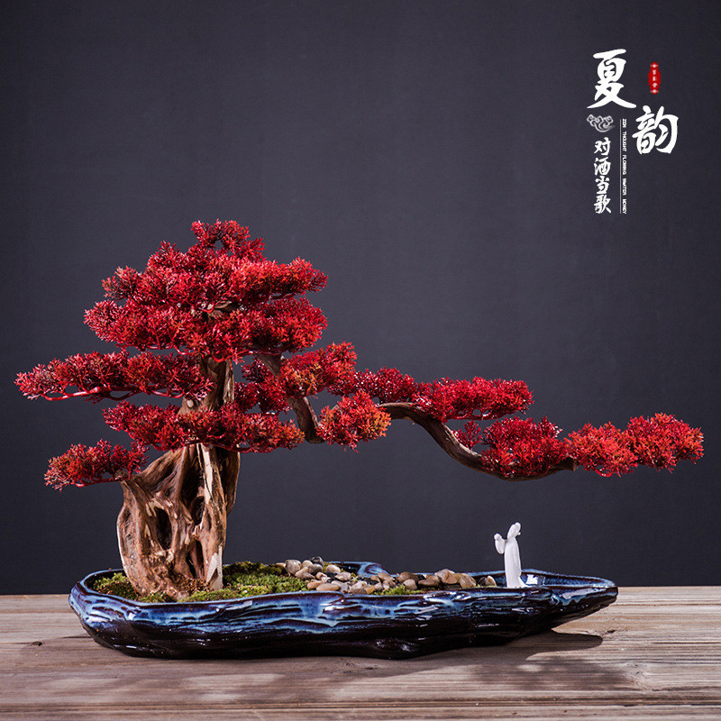新中式枯山水禅意摆件创意盆栽陶瓷假山微景观家居酒店玄关柜客厅