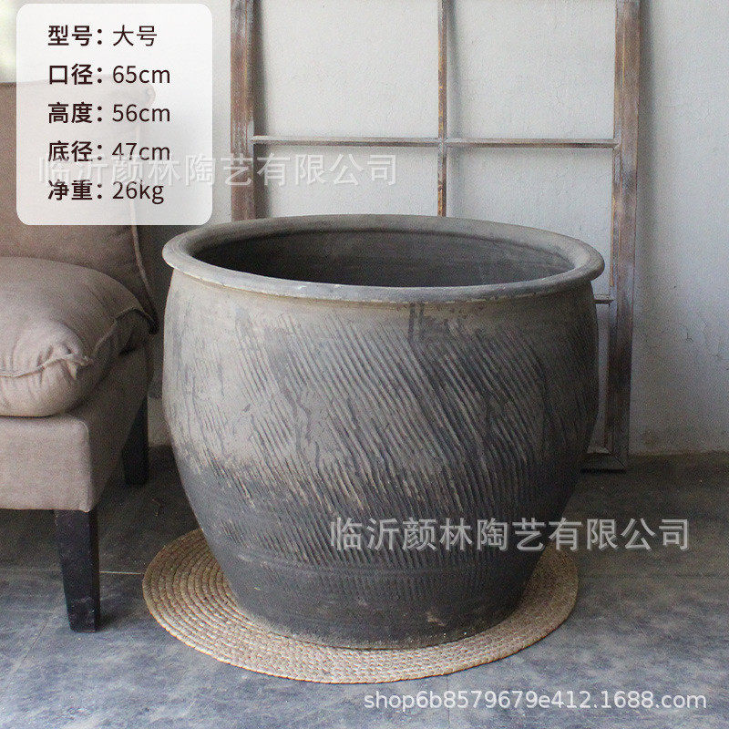 民宿庭院大缸陶缸土缸老缸旧缸民俗缸水缸装饰缸荷花缸陶盆大号缸