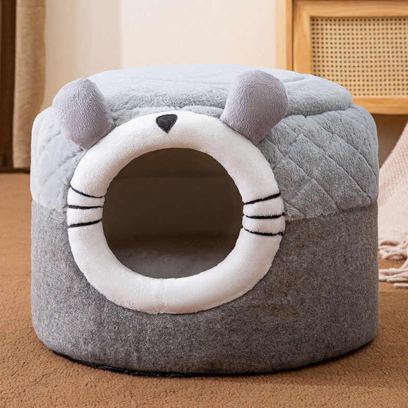 秋冬季动物造型猫窝凳子猫屋封闭式狗狗小型犬奶猫四季通用宠物窝