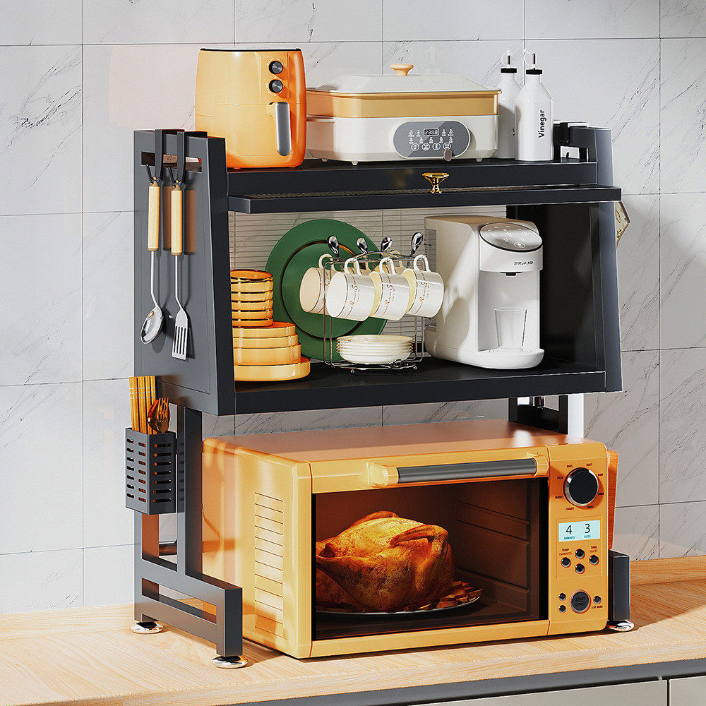 厨房微波炉置物架家用带柜门储物架台面双层橱柜锅具烤箱收纳架子,厨房/烹饪用具,微波炉置物架,淘宝优惠券,粉丝福利购,淘宝优惠卷