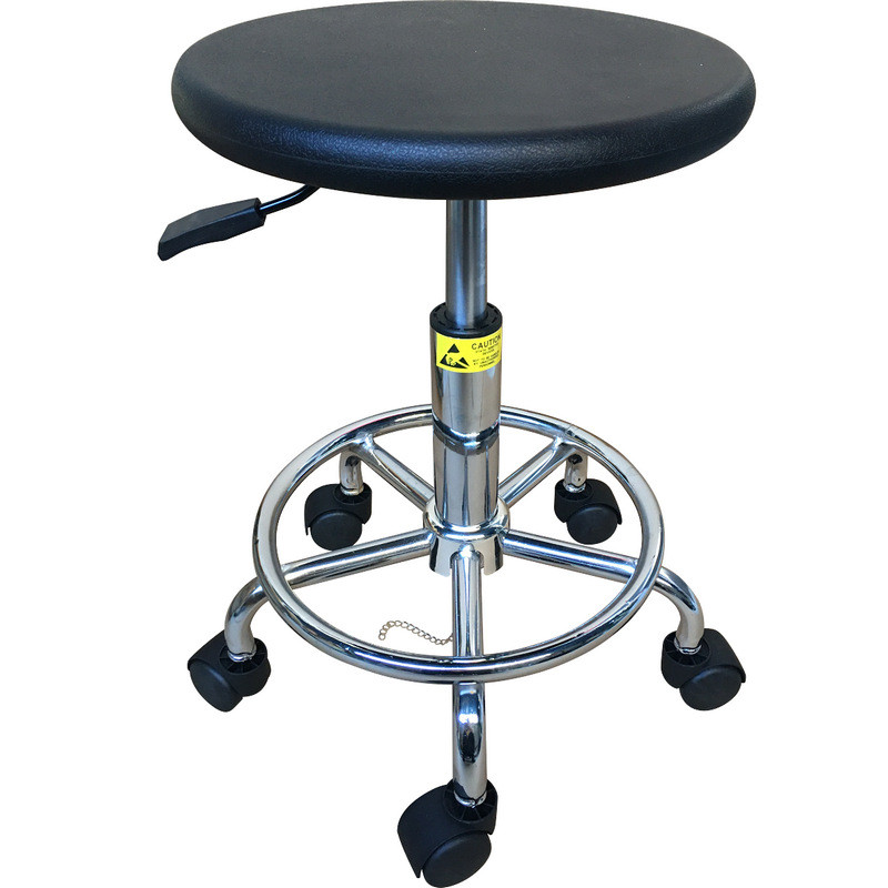 pu平面防静电凳子车间实验室升降凳圆凳面带高度可调吧台椅轮子