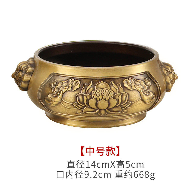 双首狮子线香炉十二生肖盘香炉荷花熏香炉纯黄铜香炉铜摆件工艺品