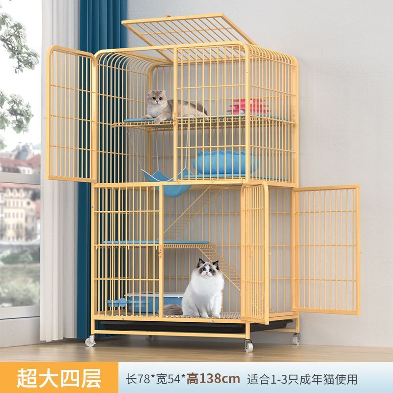 猫笼子家用室内超大自由空间带猫一体双层猫别墅猫窝厕所舍猫咪笼