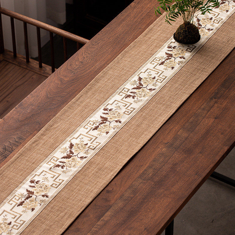 新中式桌旗禅意茶席茶台布艺长条茶几桌布条现代简约茶布茶桌布垫