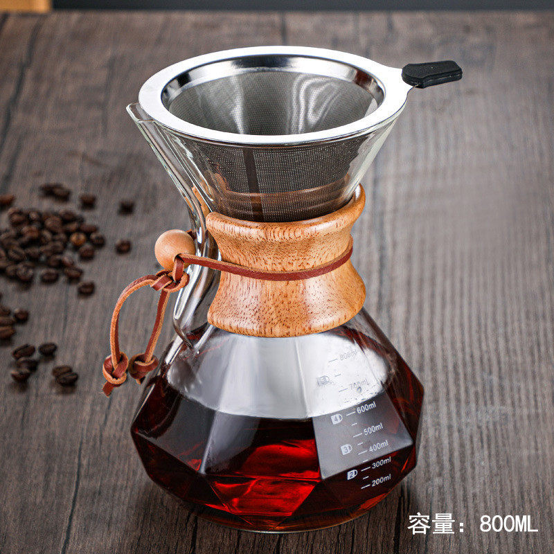 Chemex Drip Coffee Sharing Pot Heat-Resistant Glass Hand-Brewed Coffee Pot Coffee Utensils Coffee Filter Cup