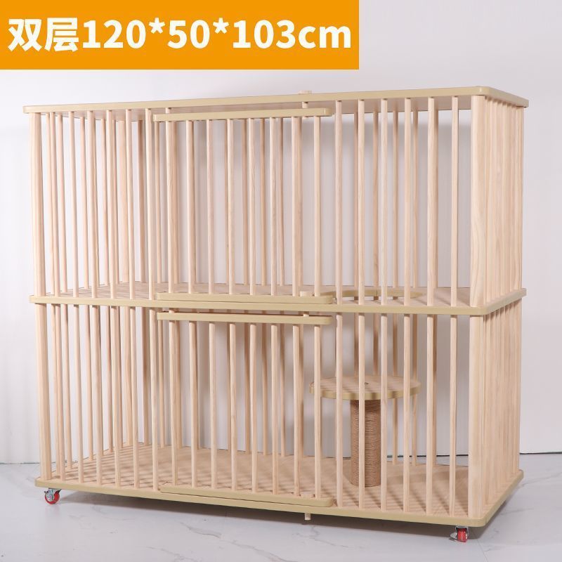 hp猫笼大双层猫别墅空间家具风猫笼可移动木制猫笼子室内猫别墅现
