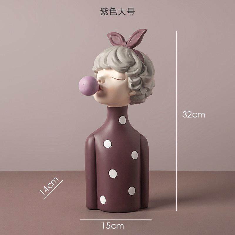 泡泡女孩摆件轻奢蝴蝶结女孩家居托盘玄关装饰收纳客厅电视柜女孩