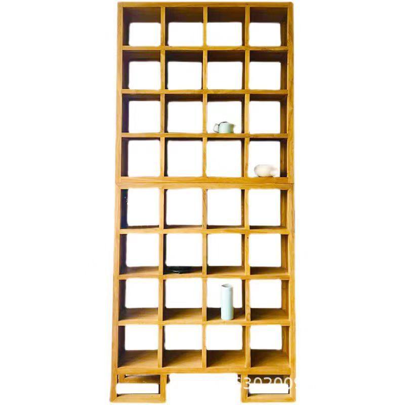 老榆木博古架中式实木多宝阁置物架茶杯架古玩玄关摆件隔断展示架