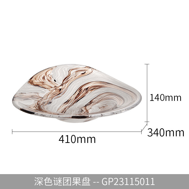 晶花瓶深色谜团手工玻璃果盘淳装饰套装软装样板间餐桌高档饰品
