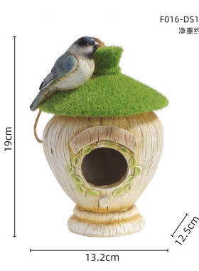 户外花园摆件小鸟植绒创意屋挂件庭院景观装饰树脂工艺品定制
