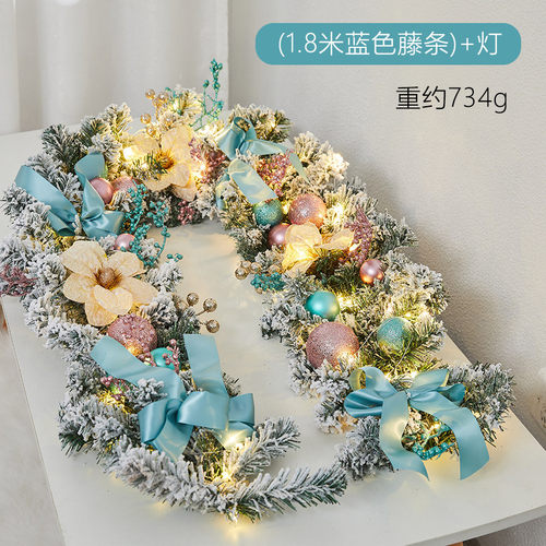圣诞节装饰藤条喷橱窗加密藤圈花环栏杆扶手雪门头圣诞节场景布置