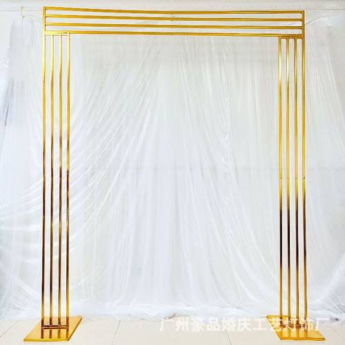 热销跨境新款镀金色厂家婚庆铁艺道具户外婚礼装饰方形架子屏风背