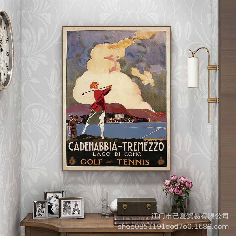 GOLE俱乐部高尔夫球挂画体育馆休息室复古美式装饰画球类运动壁画,家居饰品,现代装饰画,淘宝优惠券,粉丝福利购,淘宝优惠卷