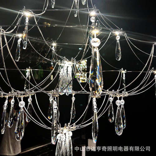 法式奶油风轻奢水晶吊灯客厅楼梯设计感餐厅吊灯现代简约样板间