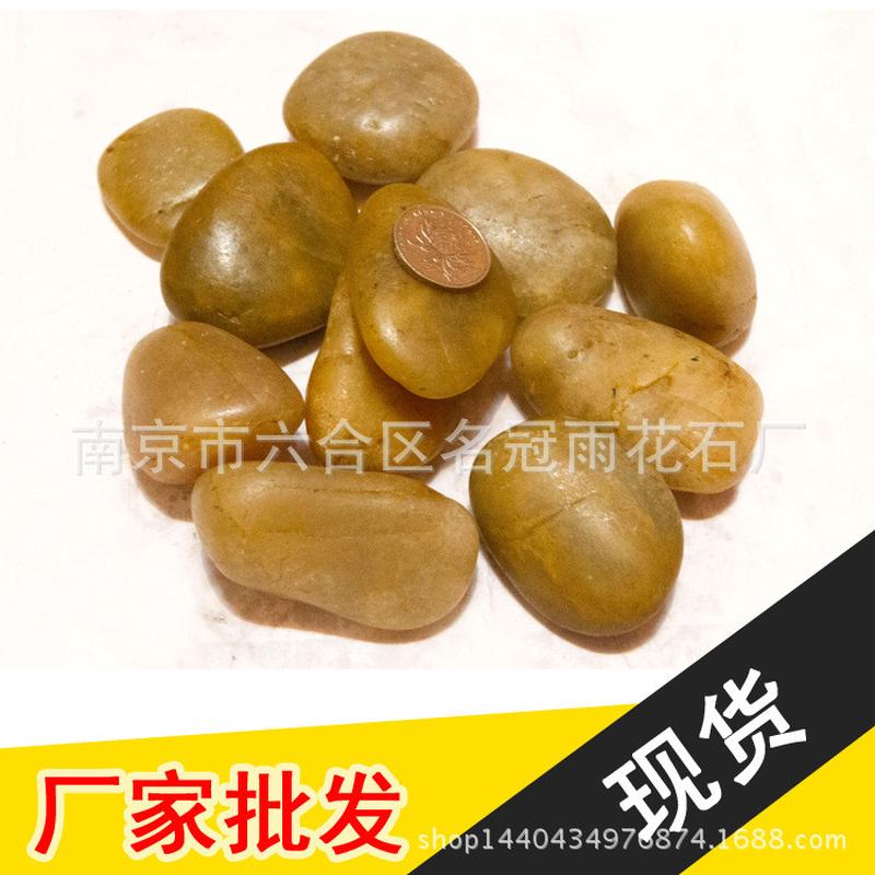 黄色天然鹅卵石南京一级雨花石抛光磨面铺路垫底工程景观地面石头