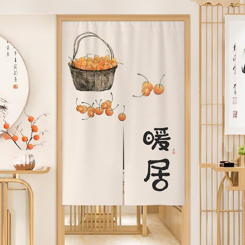 半截门帘家用卧室房间客厅遮挡帘隔断帘厨房玄关中式福字帘免打孔