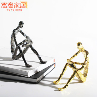 饰品摆设 轻奢风现代高级感艺术抽象人物摆件样板房客厅电视柜软装
