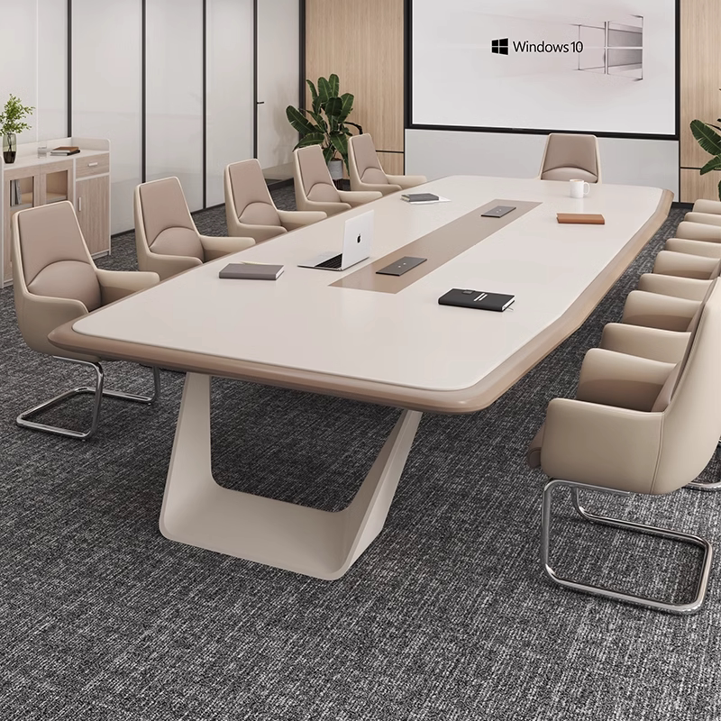 烤漆会议桌长桌现代简约办公室员工会议桌椅组合会议长条办公桌