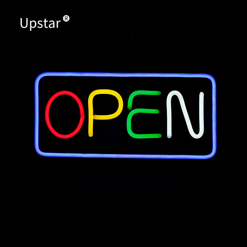 出口open带广告牌 发光字霓虹灯牌柔性霓虹灯灯箱霓虹灯50*25